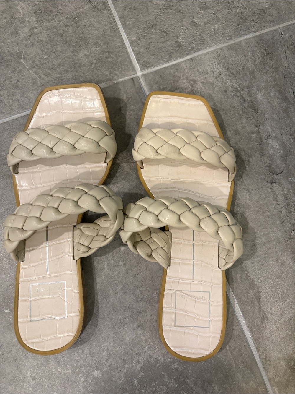 Dolce Vita Braided Double-Strap Slide Sandals - Cream
